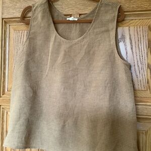 Eileen Fisher Linen Tank Top/Checkered Pattern